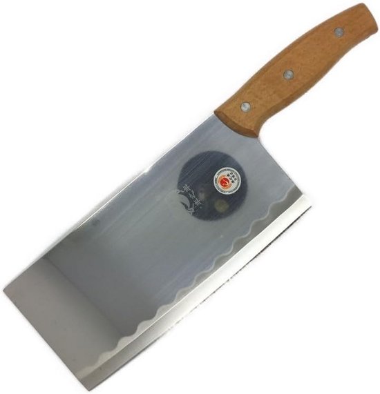 RVS Hakbijl met Houten Handvat 33cm | Geschikt voor Vlees en Groenten van Merkloos	