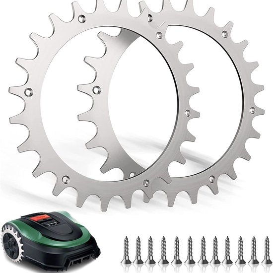 RVS spikes voor robotmaaiers - geschikt voor Bosch Indego XS 300 400 500 M700 - Zorgvuldig ontbraamd - inclusief verbeterde tractie voor robotmaaiers van Merkloos	