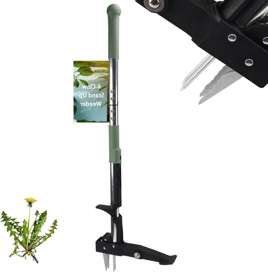 RVS Weed Puller 4-Claw Foot Pedal Adjuster for Garden Lawn - Easy Weed Removal van Pukupuku