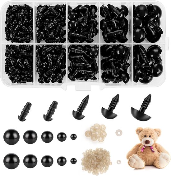 Safety Eyes voor Haak speelgoed - 200Pcs Verschillende Maten 5-12mm - Veiligheidsogen met Wasmachine van Merkloos	