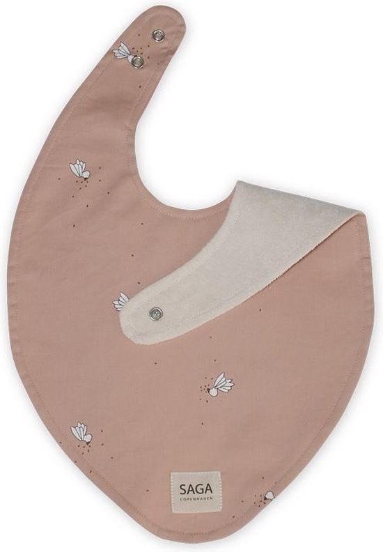 Saga Copenhagen - XXL Slabbetje - Latte / Goose Seeds - Roze met vogeltjes - 29 x 44 cm van SAGA