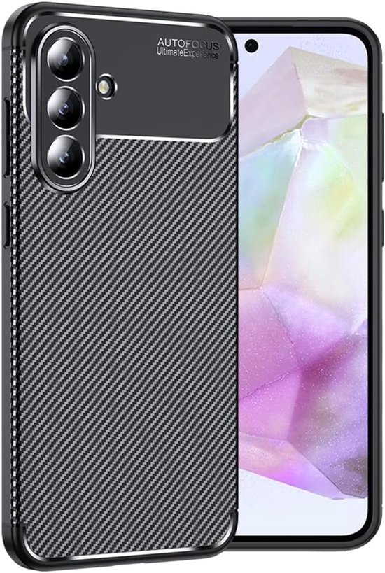 Samsung Galaxy A54 5G Mobiele Telefoon Hoes - Carbon Fiber Textuur - Ultra Dun - Lichtgewicht - Schokbestendig - Krastbestendig Zachte Zwarte Beschermhoes van Merkloos	