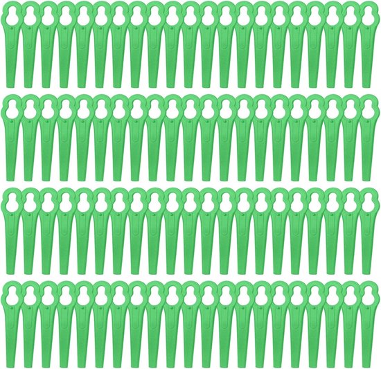 Sander Shop Kunststof reservemesenset, 100 stuks grastrimmer, accessoires, grasmaaier, messen, snijbladen, tuingereedschap, reservemessen, kunststof messen voor tuin, accu grastrimmer (groen)