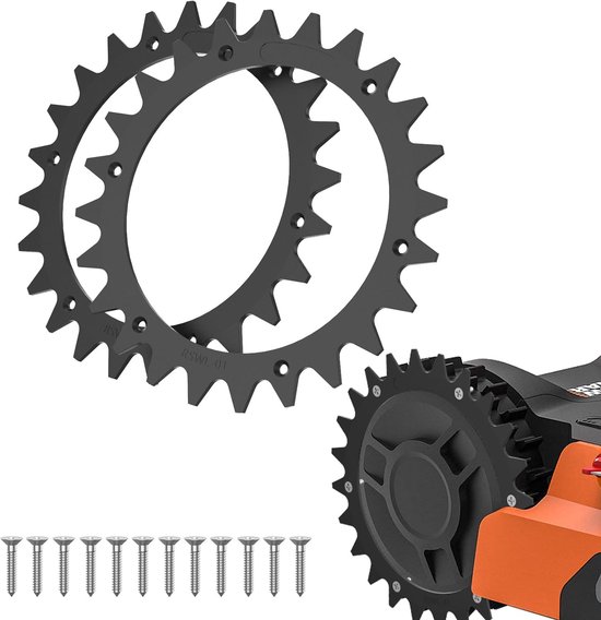 Sander Shop Robotmaaier kunststof spikes voor Worx Landroid S & M, 205 mm robotmaaier, wielspikes met 12 schroeven, tractieverbetering voor robotmaaier, spikes accessoires