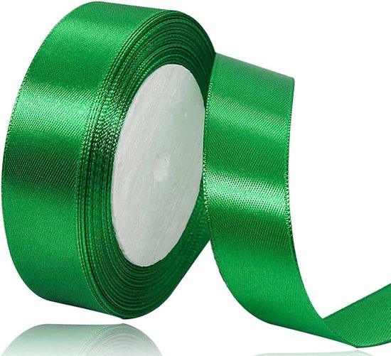 Satin Ribbon Groen 25mm 22m - Decoratieve Cadeau Riem - Brede Stofriem voor Huwelijk - Doop - Verjaardag Cadeaus van Merkloos	