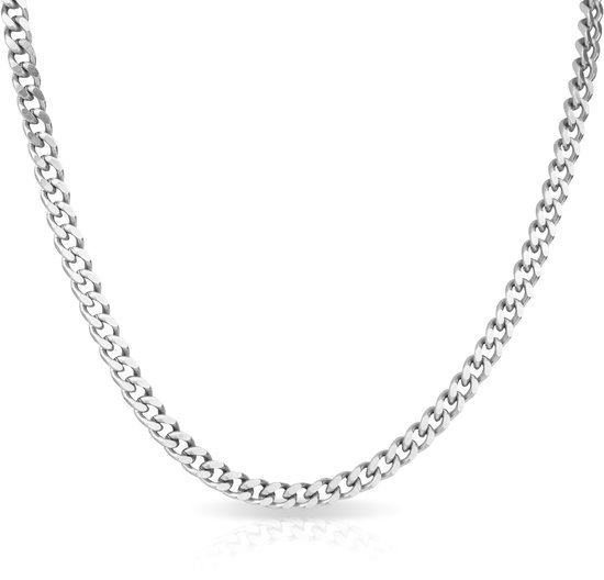 Schakelketting voor Heren, Zilveren Cubaanse Schakelketting Herenketting Hiphopsieraden Cadeau voor Heren, 45cm Lang
