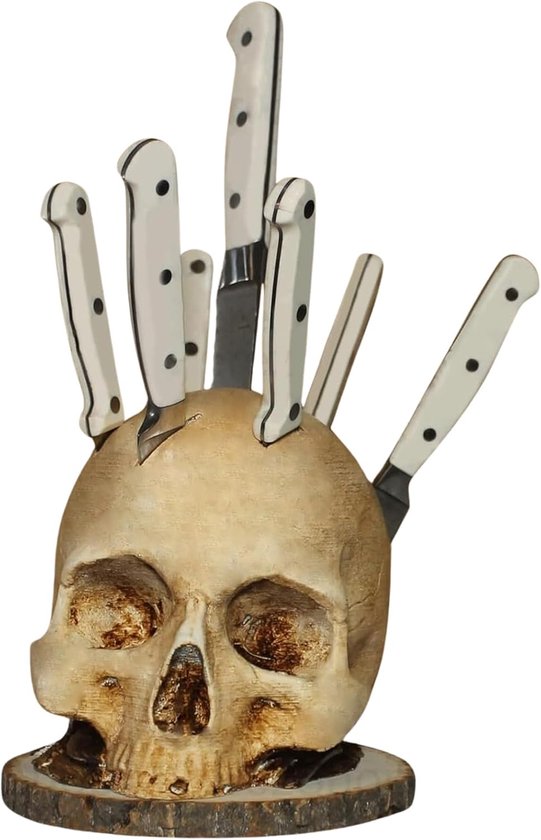 Schedel Messenrek - Horror Keukenopbergrek - Keuken Fruit Mes Opbergrek Decoratie - Veilig En Ruimtebesparend - Horror Party Mes Opbergrek Decoratie van Merkloos	