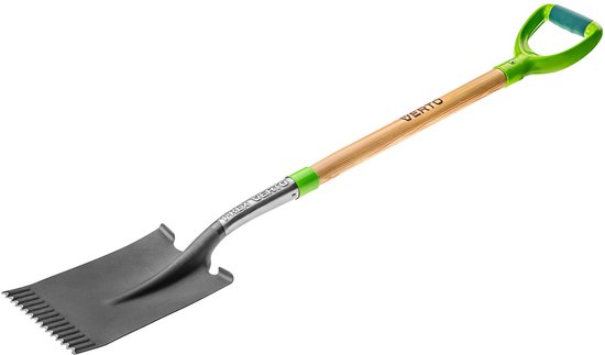 Schep / Spade T-REX verharde kartel. Houten steel. Recht blad. (Verto)