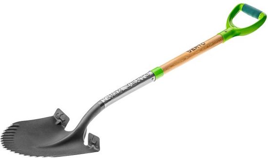 Schep / Spade  T-REX verharde kartel. Houten steel. Rond blad. van Merkloos	