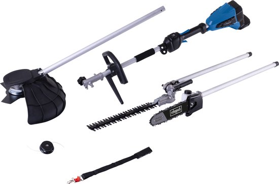 Scheppach Accu Tuinmachine 4-in-1 20V BC-MFH400-X - 2x 20 V (40 V) - Grastrimmer - Bosmaaier - Heggenschaar - Snoeischaar