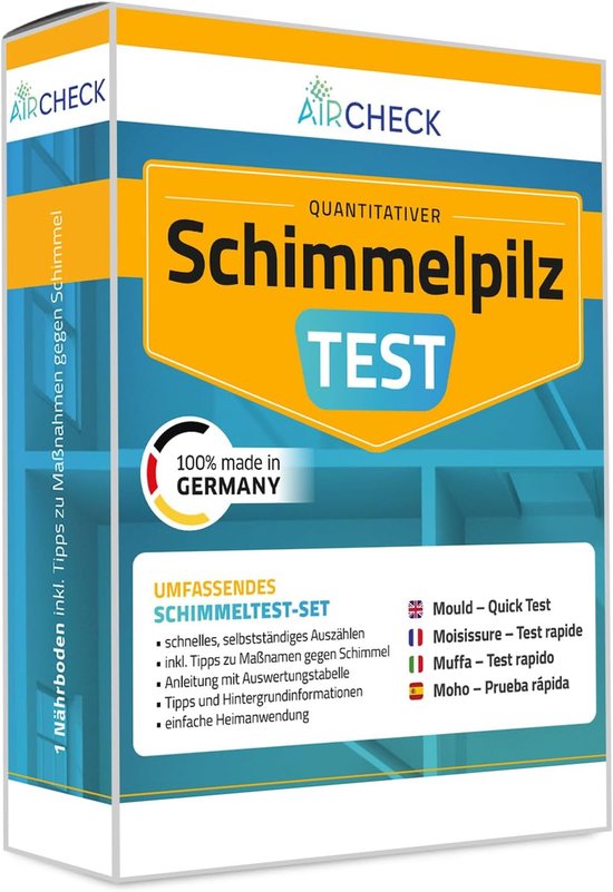 Schimmeltest voor thuis - Sneltest binnenlucht - Detectie schimmelsporen - Met voedingsbodem - 16 x 115 x 45 cm