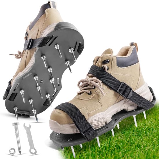 Schoenen met spijkers voor gazon- en tuinbeluchting - 42 mm beluchtingsschoenen met verstelbare bandjes - sandaal beluchter gazonschoenen - gazonbeluchtingsschoenen - zwart van Merkloos	