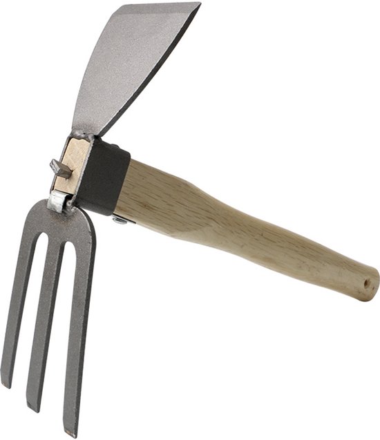 Schoffel en hark in één met houten handvat van Merkloos	