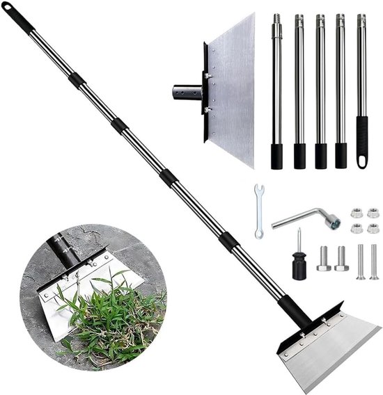Schoffel met steel 200 cm - multifunctionele tuinschep 32 cm - tuingereedschap voor het opruimen van onkruid - tuinonderhoud en mos verwijderen - gereedschap voor de moderne boer