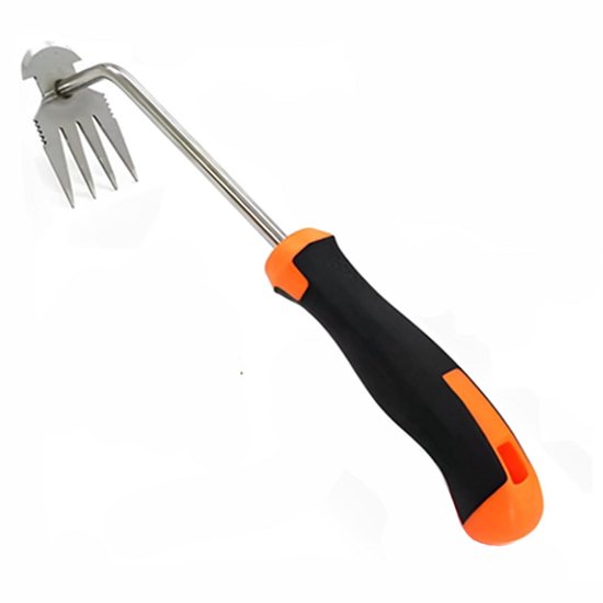 Schoffel - tuingereedschap onkruidverwijderaar -tuingereedschapset - Viertanden jachthaak - worteljedhaak van roestvrij staal - voor tuin en landbouwland van Merkloos	