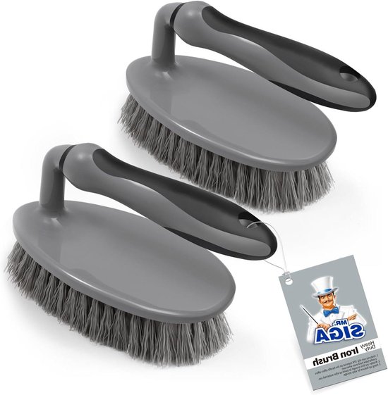 Schoonmaakborstel Set - Schrobber Handgreep - Badkamer Reinigen - Comfortabele Antislip Grip - 2 Stuks - Grijs Zwart