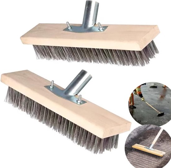 Schoonmaakborstel - Staalborstel - zwembadborstel - 2 stuks - RVS - 30cm - zonder handvat - voor het verwijderen van algen, vlekken van Schoon