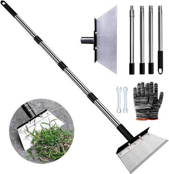 Schoonmaakschop met steel 163 cm - multifunctionele tuinshelf 32 cm - tuingereedschap voor onkruidbestrijding - tuinreiniging en afvalverwerking - tuinaccessoires voor de moderne boer