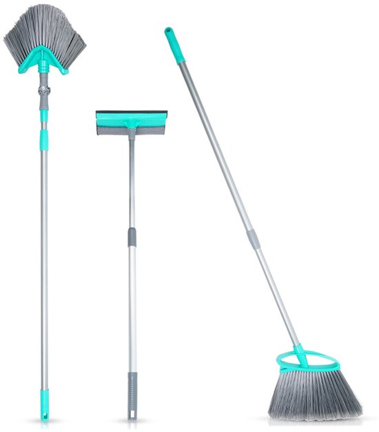 Schoonmaakset Bezem, Raamwisser, voor Stof en Spinnenwebben Telescopische 3 stuks - Schoonmaak Kit van Merkloos	