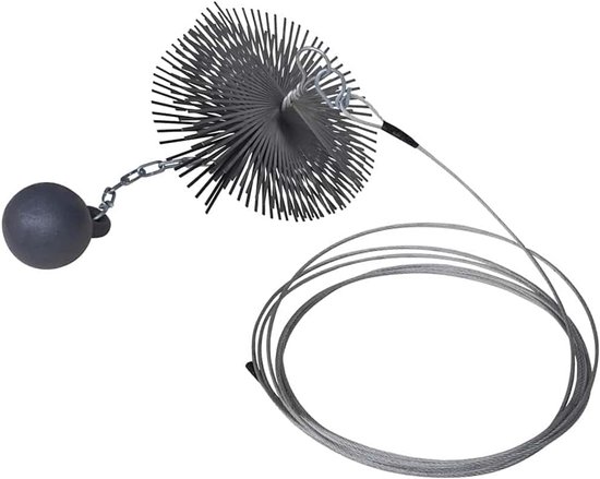 Schoorsteenbezem 20 cm diameter met 15 m touw en trekgewicht - robuuste reinigingsset voor schoorstenen