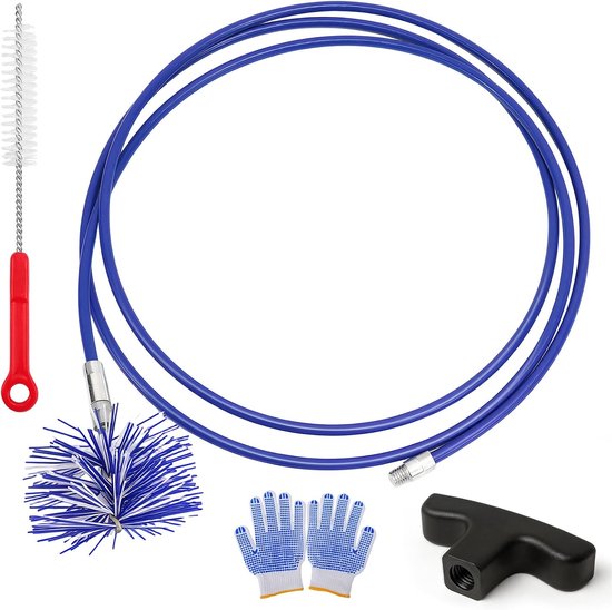 Schoorsteenbezem Ø 10 mm, lengte 3 m, schoorsteenbezem, schoorsteenveegborstel, ovenborstel met flexibele stang voor schoorsteenreiniging