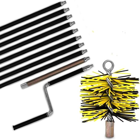 Schoorsteenborstel met slinger | 1120cm (11,2m) lengte 125mm diameter | professioneel | Schoorsteenborstel