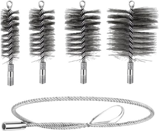 Schoorsteenborstels (30 mm, 50 mm, 80 mm, 150 mm) met 1 m zachte staaf, schoorsteenreiniger voor open haarden en buizen