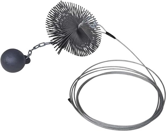 Schoorsteenreinigingsborstel 15 cm diameter voor schoorsteen en kachelpijp met 15 m draadkabel en 1,41 kg gewicht