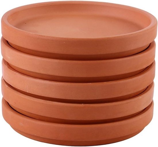 Schotels 5 stuks terracotta bloempotschalen, ronde schotels for plantenafvoer(Groot)