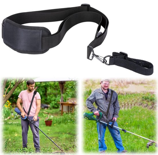 Schouderbanden - grasmaaier draagriemen - schouderbanden voor grasmaaiers - Schouderriem van nylon - met gesp - Verstelbare lengte - Voor grasmaaiers, grastrimmers en bosmaaiers - Zwart van Merkloos	