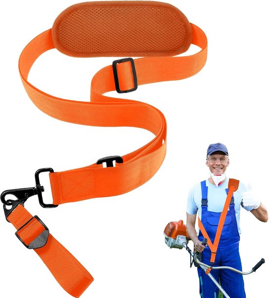 Schouderriem voor grasmaaiers, verstelbare schouderriem voor bosmaaier, riem voor bosmaaier van nylon voor bosmaaier en grasmaaiers (oranje) van Merkloos	