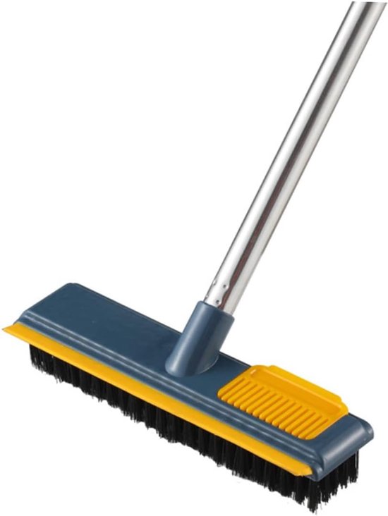 Schrobber met steel - Vloerborstel reiniger - Grondig schoonmaken - Verstelbare steel schraapfunctie - Telescopisch - Geel