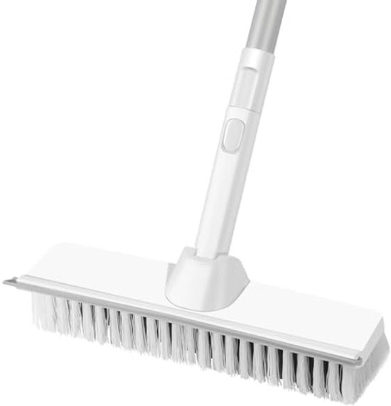 Schrobber met steel - Vloerborstel trekker - Grondig schoonmaken - Verstelbare steel - 23 cm borstel - Wit