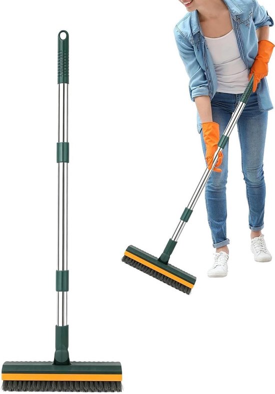 Schrobbezem V-vorm - Vloerborstel Dekschrobber - Vloeren Schoonmaken - Roterende Kop - 111 x 22 cm - Niet gespecificeerd