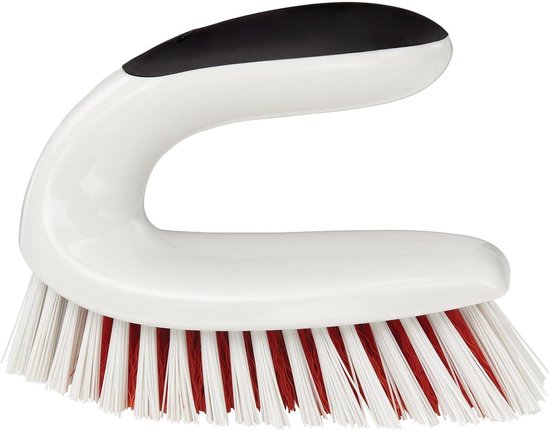 Schrobborstel Handvat - Schoonmaakborstel Stevig - Voegen Reinigen - Knokkelbescherming Ergonomisch - 1 Stuk - Wit