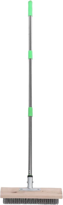 Schrobborstel Roestvrij Staal - Terras Reiniger - Mos Verwijderen - Verstelbare Telescoopsteel - 80-120 Cm - Metaal