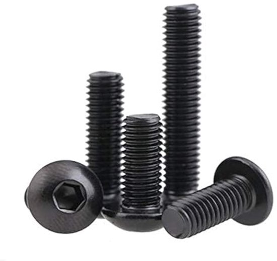Schroeven - 20 stuks - roestvrij staal - bolkop - zeskantige inkeping - originele kleur - M5 x 12 mm van Merkloos	