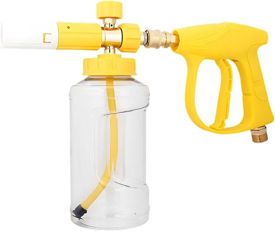 Schuimpistool voor autowas, 22 mm/14 mm opzetstuk, perslucht schuimlans voor hogedrukreiniger, universeel schuimkanon met 1 liter tank voor dicht schuim, professionele reiniging van auto's en