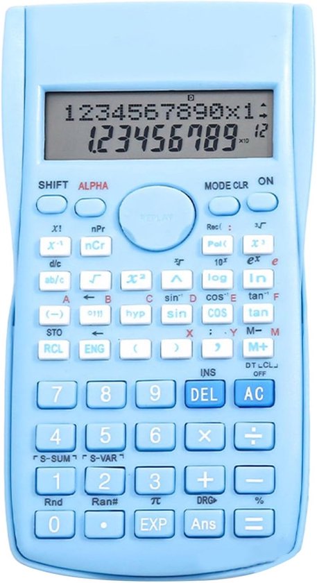 Scientific Calculators, 12 Digit Student Calculator with 240 Functions, Calculator with Large Display with Sliding Hard Cover, School Supplies for (BLUE) van Merkloos	