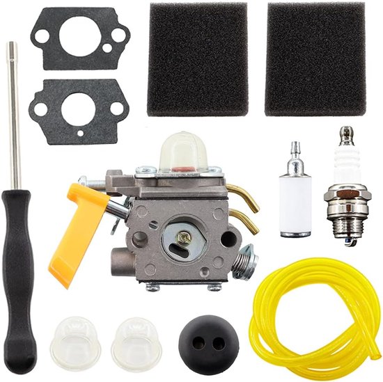 scirove® Carburateur C1U-H60 308054012 met luchtfilter voor Ryobi Homelite-heggenscharen en kettingzagen met een cilinderinhoud van 25 cm³, 26 cm³, 30 cm³ en 46 cm³ 308054003, 308054008, Ryobi RBC30SET, RLT30CET, RHT2660DA, RBC26CDS, RBC26CDS