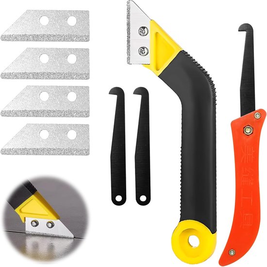 Scraper Weed - Joint Remover - Tool voor Tegels - Handzaag - Gehoekte Joint Cleaner - 8-Piece Tegel Reinigingsset van Merkloos	