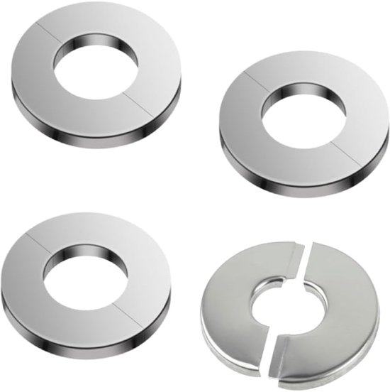 Self Adhesive Wall Split Flanges - RVS - Pipe Cover Round Collar Plate - Faucet Rosette voor 28mm OD - Shower - Kitchen Stove - Toilet Pipes van Merkloos	