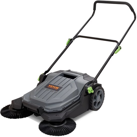 Sello! handmatige veegmachine – zand – bladeren – 65cm veegbreedte – 19 liter afvalcontainer – reservoir - opvangbak – opvouwbaar – verstelbare handgreep - lichtgewicht. van Merkloos	