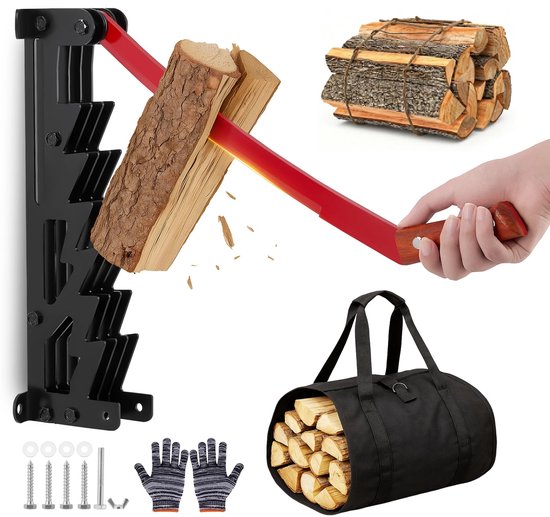 Sensova - Wandgemonteerde Brandhoutsplijter van Hoog Koolstofstaal - Veilig en Efficiënt Hout Splijten - Aanmaakhout Splijter voor Open Haard, Kachel en Kampvuur - Duurzaam & Ruimtebesparend Ontwerp van Merkloos	