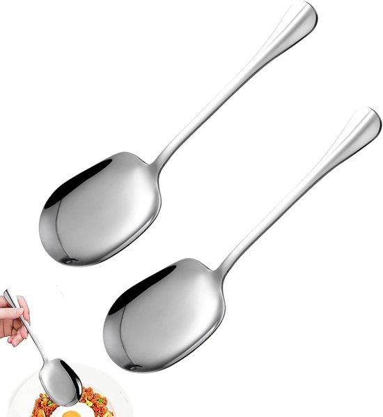 Serveertlepels - 2 stuks roestvrij staal - grote buffetlepel voor hotelrestaurants van Soltam