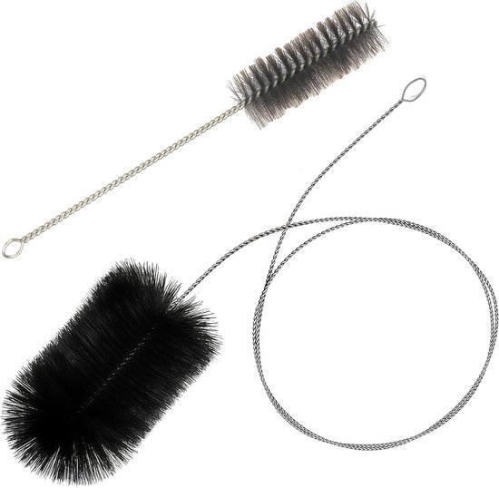 Set, 2 Delige Schoorsteenborstel met Duwstang & 31cm Pijpborstel, Staaldraad & Nylon voor Haard, Rookkanaal, Kachelpijp - Efficiënte Reiniging & Brandveiligheid