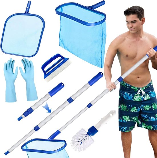 set 6 zwembadschepnetreinigingsset, 100 cm lang zwembadschepnet