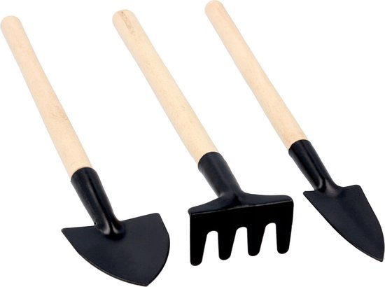 Set kleine tuingereedschap troffel, transplanter, hark van Esschert Design