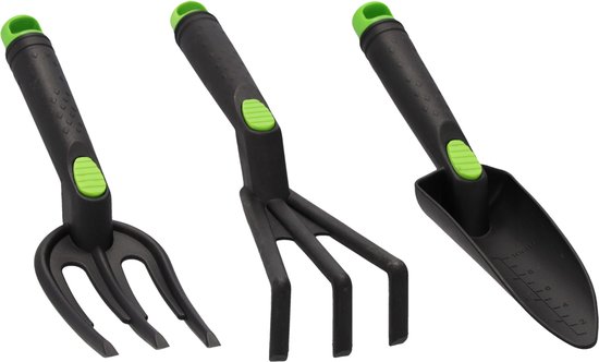 Set kunststof tuingereedschap hark, klauwen, schop van Talen Tools