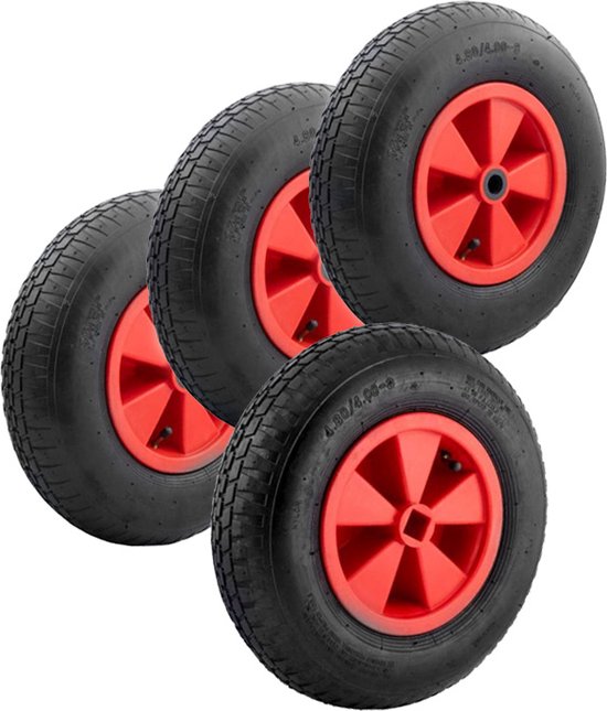 Set met 4 skelterwielen 4.80/4.00-8 – incl. 1x vierkant naafgat
